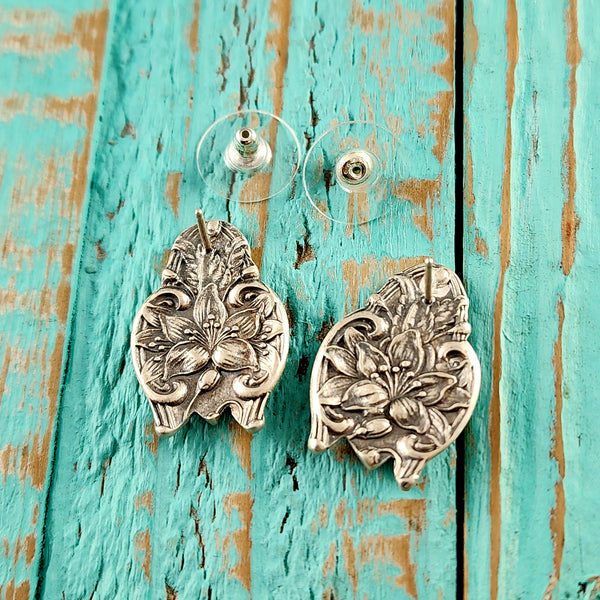 Sterling Silver Orange Blossom Spoon Stud Earrings Alvin Gorham flatware