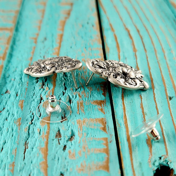 Sterling Silver Orange Blossom Spoon Stud Earrings Alvin Gorham flatware post earrings floral flower