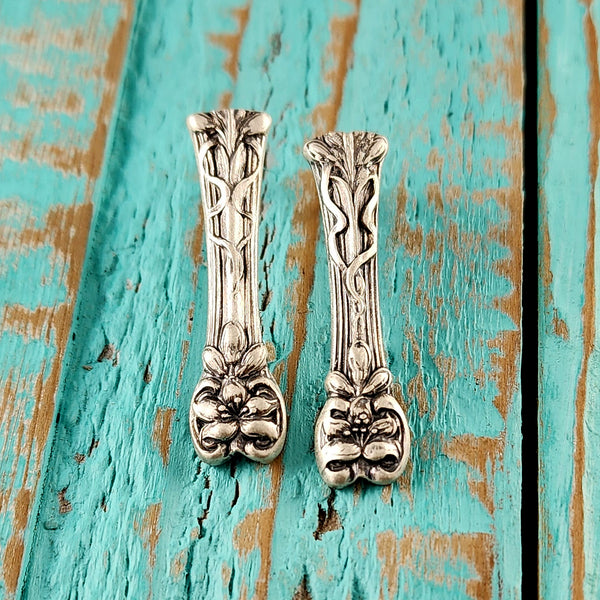 Sterling Silver Orange Blossom Spoon Bar Stud Earrings E Alvin