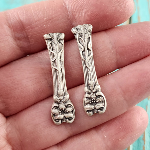 Sterling Silver Orange Blossom Spoon Bar Stud Earrings E Alvin