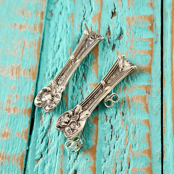 Sterling Silver Orange Blossom Spoon Bar Stud Earrings E Alvin