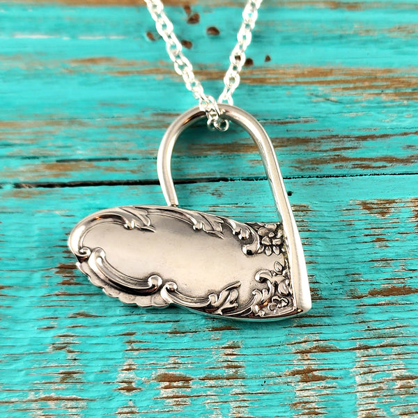 Sterling Silver Orleans Floating Heart Necklace Pendant by Midnight Jo