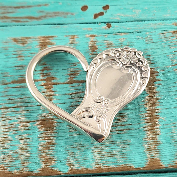 Sterling Silver Floral Floating Heart Necklace Pendant by Midnight Jo