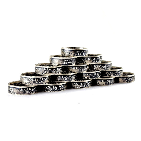 90% 1999-2008 Silver State Quarter Coin Ring - Wholesale