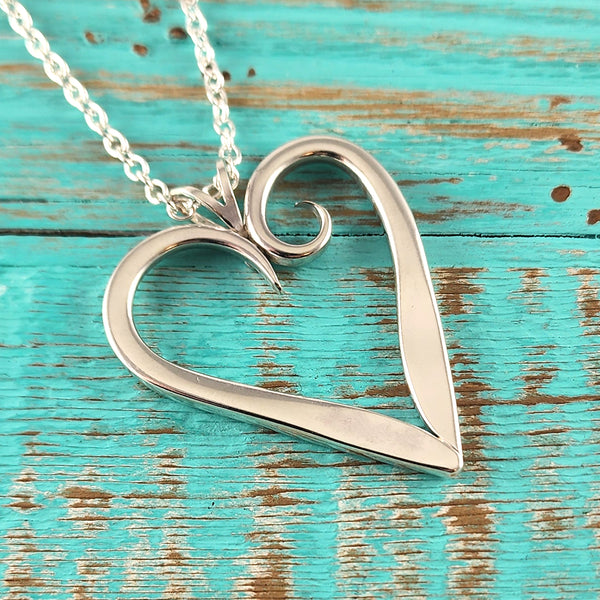 Sterling Silver Twisted Fork Heart Necklace Pendant A by Midnight Jo