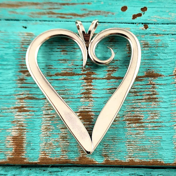 Sterling Silver Twisted Fork Heart Necklace Pendant A by Midnight Jo