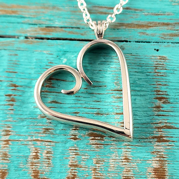 Sterling Silver Twisted Fork Heart Necklace Pendant B by Midnight Jo