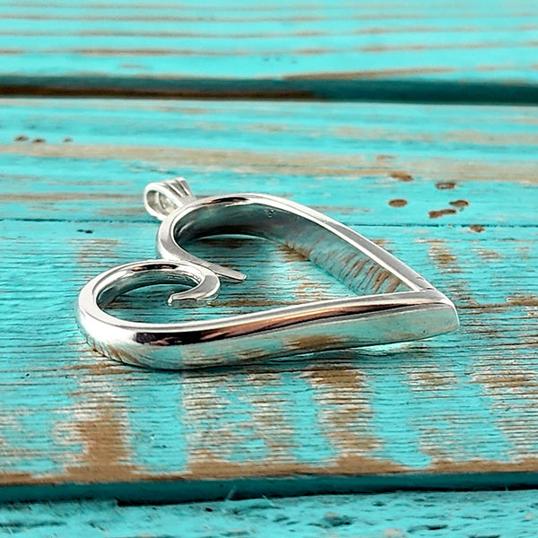 Sterling Silver Twisted Fork Heart Necklace Pendant B by Midnight Jo