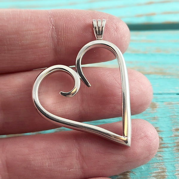 Sterling Silver Twisted Fork Heart Necklace Pendant B by Midnight Jo