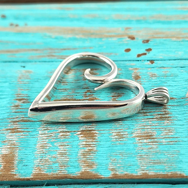 Sterling Silver Twisted Fork Heart Necklace Pendant B by Midnight Jo