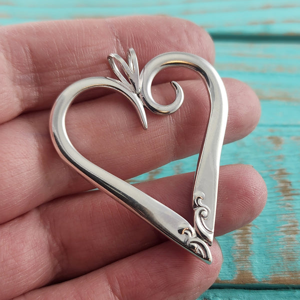 Sterling Silver Twisted Fork Heart Necklace Pendant C by Midnight Jo