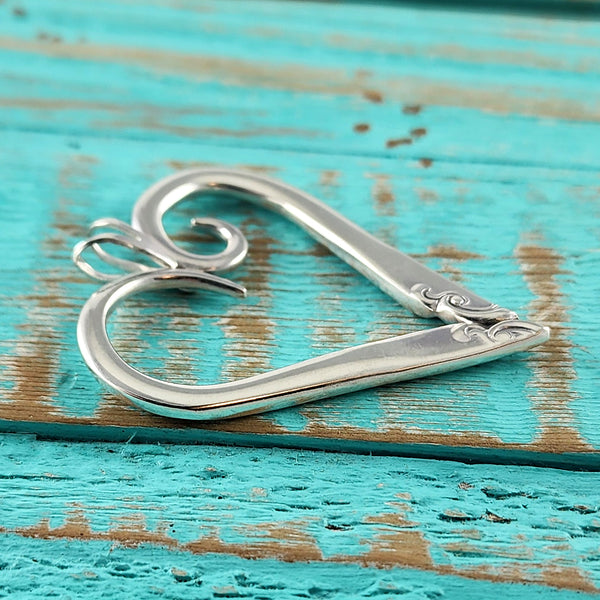 Sterling Silver Twisted Fork Heart Necklace Pendant C by Midnight Jo