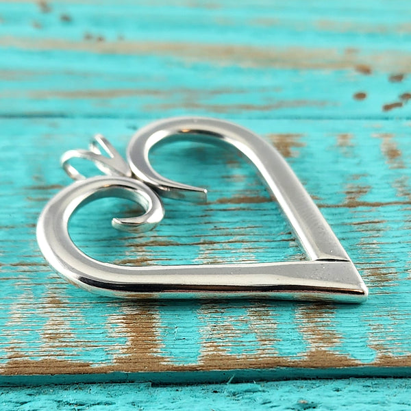 Sterling Silver Twisted Fork Heart Necklace Pendant D by Midnight Jo