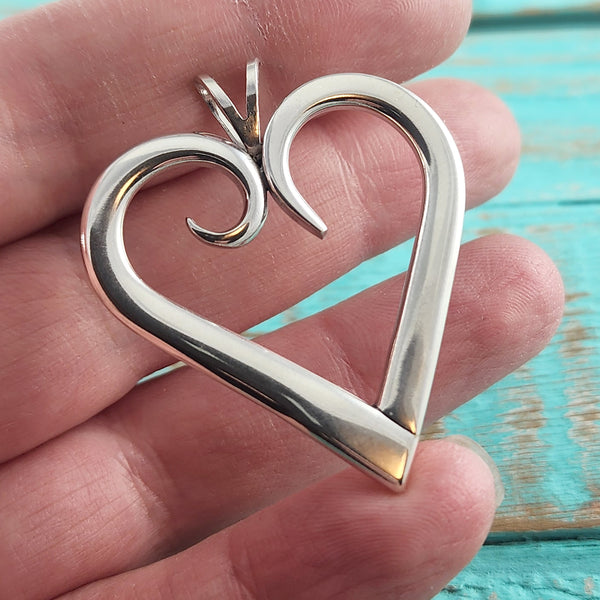 Sterling Silver Twisted Fork Heart Necklace Pendant D by Midnight Jo