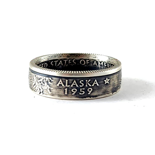 90% Silver Alaska State Quarter Coin Ring by Midnight Jo