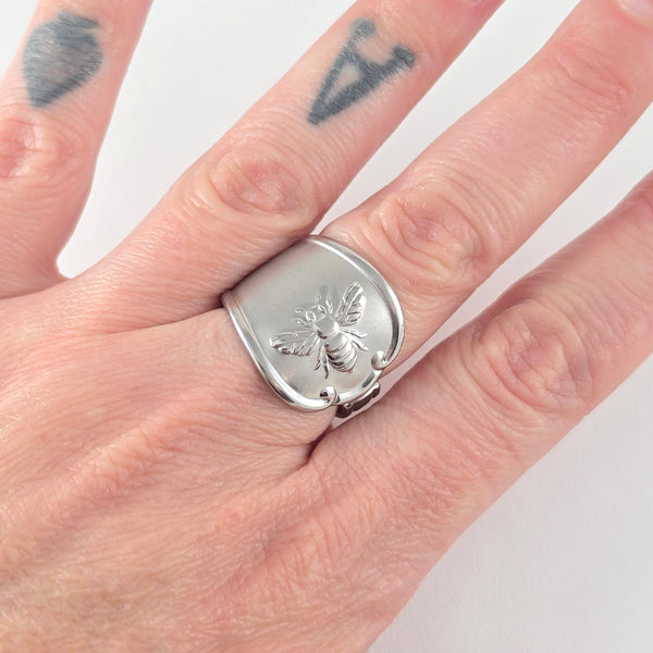 Towle honey Bee Stainless Steel Spoon Ring by Midnight Jo