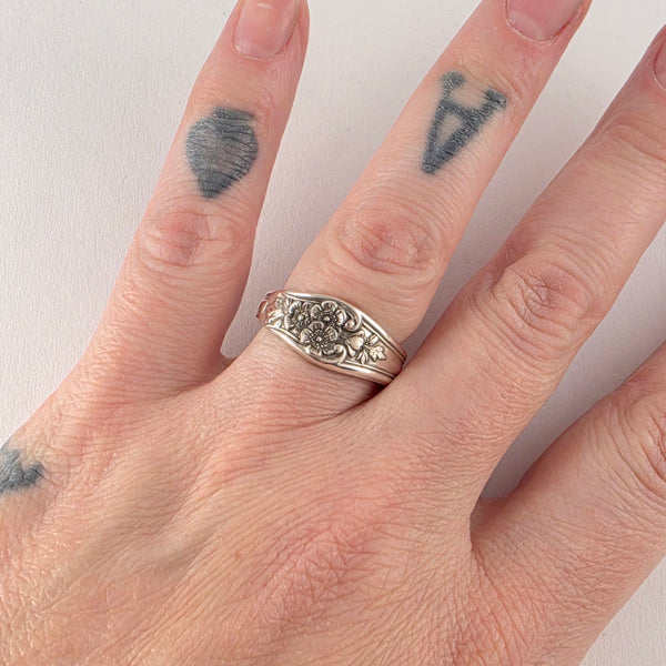 Gorham Buttercup Sterling Silver Narrow Band Spoon Ring by Midnight Jo