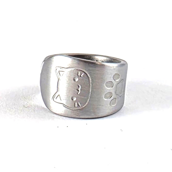 Japanese Cat Stainless Steel Spoon Ring by Midnight Jo teso