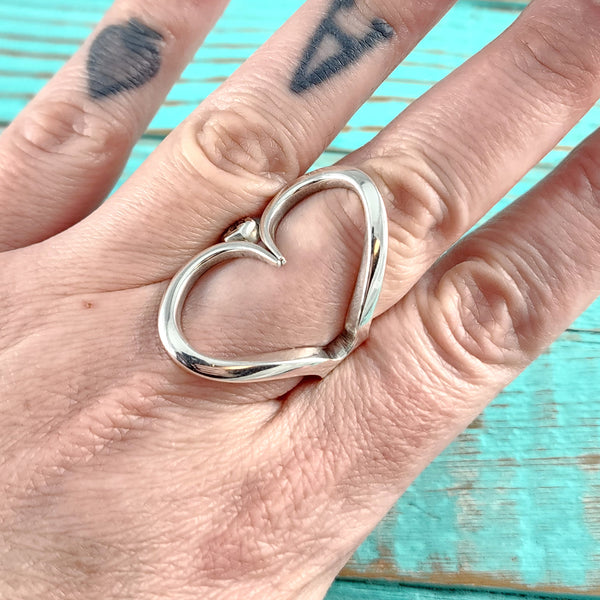 Sterling Silver Fork Tine Heart Ring Size 8.75 by Midnight Jo