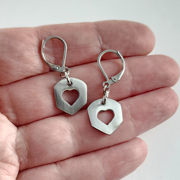 Heart Cut Out Stainless Steel Spoon Earrings by Midnight Jo