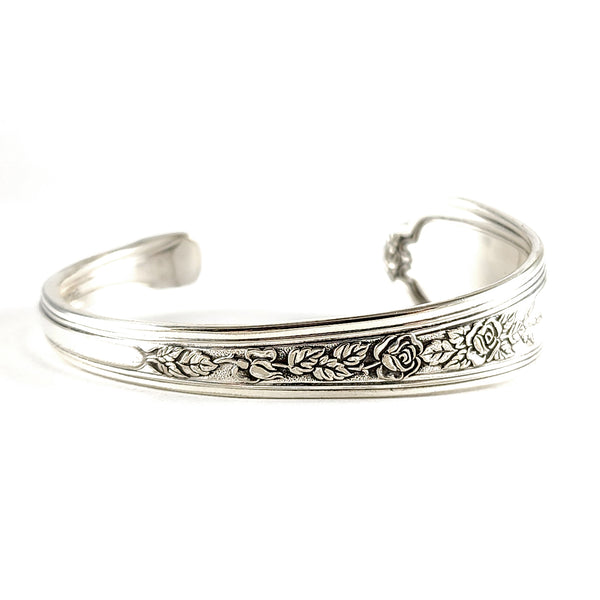 International Silver Jewel Spoon Cuff Bracelet by Midnight Jo rose roses floral pattern