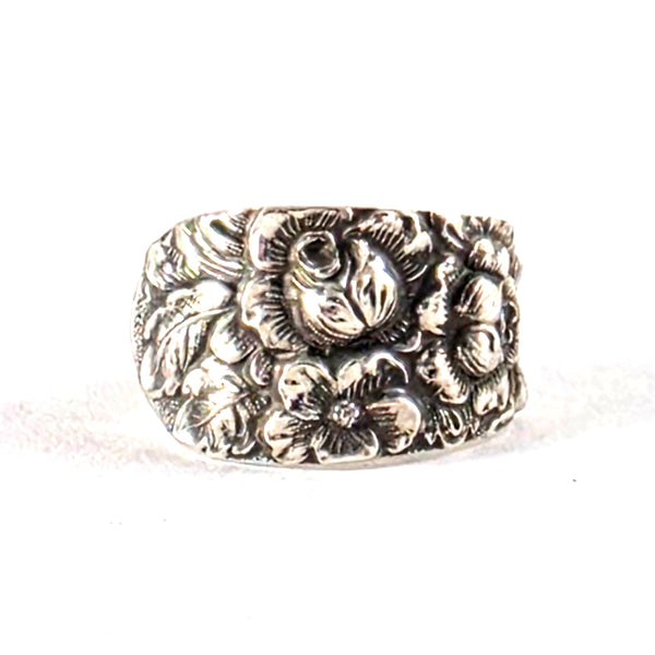 Kirk Stieff Rose Repousse Sterling Silver Spoon Ring by Midnight Jo