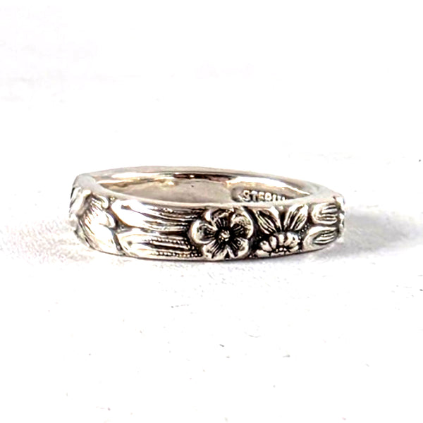 Kirk Stieff Rose Repousse Sterling Silver Narrow Band Spoon Ring by midnight jo