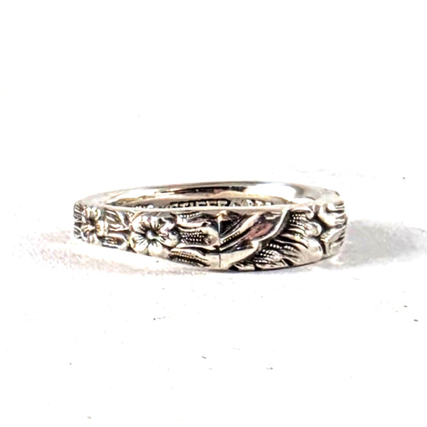 Kirk Stieff Rose Repousse Sterling Silver Narrow Band Spoon Ring by midnight jo