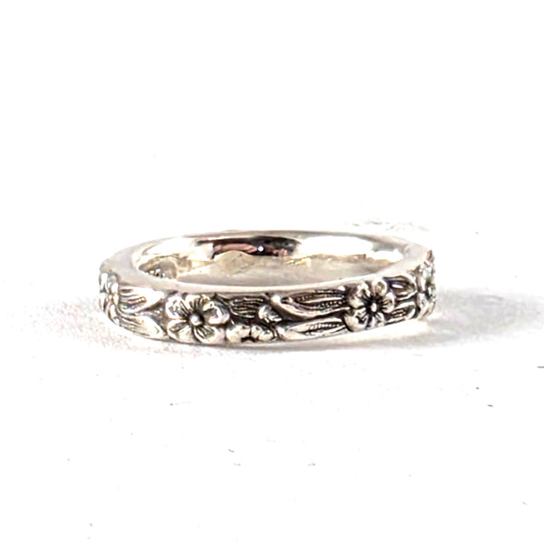 Kirk Stieff Rose Repousse Sterling Silver Narrow Band Spoon Ring by midnight jo