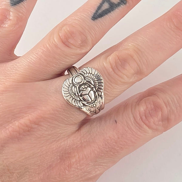Rogers Egyptian Revival Scarab Beetle Spoon Ring by Midnight Jo