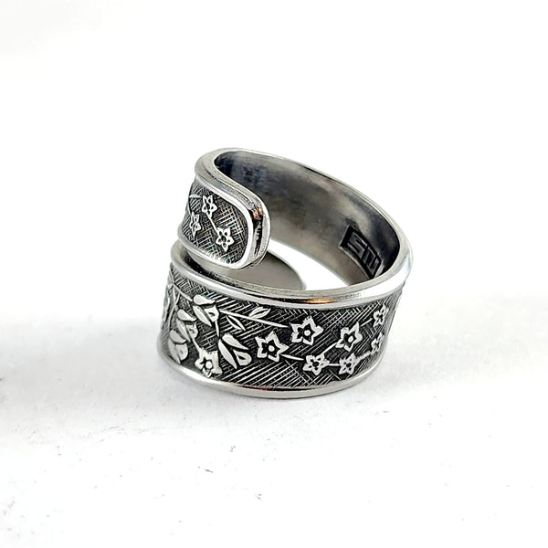 National Sevita Stainless Steel Floral Spoon Ring Midnight Jo