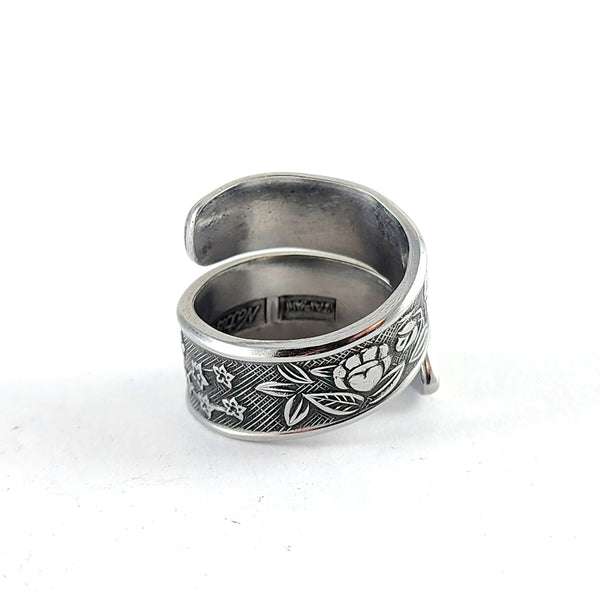 National Sevita Stainless Steel Floral Spoon Ring Midnight Jo