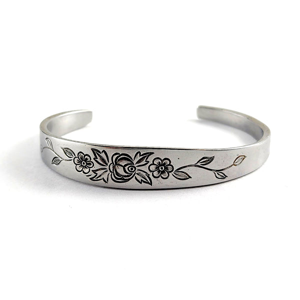 Vintage Stainless Steel Climbing Rose Cuff spoon Bracelet by Midnight Jo