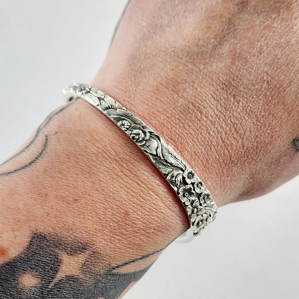 Kirk Stieff Rose Repousse Sterling Silver Cuff Bracelet by Midnight Jo