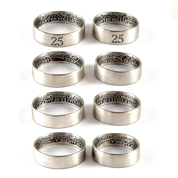90% Silver Quarter Minimalist His & Hers 25th Anniversary Ring Set - unique 25th anniversary gift