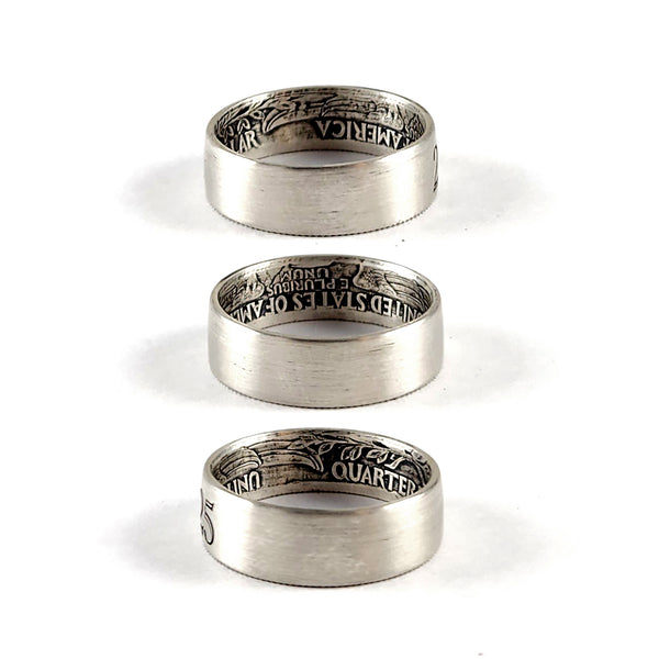 90% Silver Engraved "25" Quarter Ring - 25th Anniversary Gift