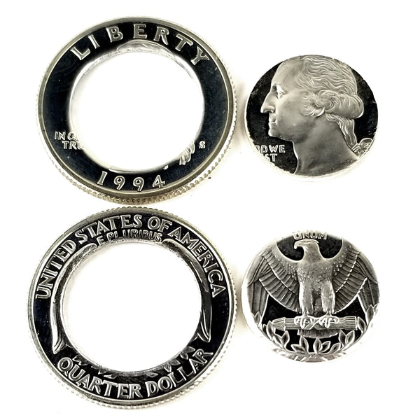 90% Silver 1998 Washington Quarter Stacking Coin Ring