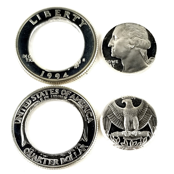 90% Silver 1996 Washington Quarter Stacking Coin Ring