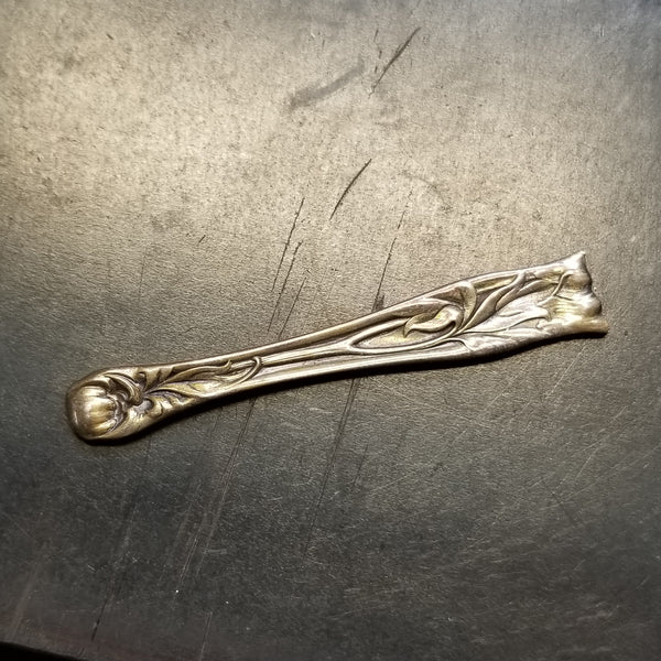 Sterling Silver Art Nouveau Leaves II Spoon Stud Earrings