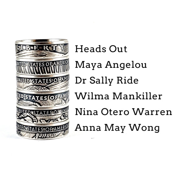 99.9% Fine Silver 2022 American Women Quarter Ring by Midnight Jo