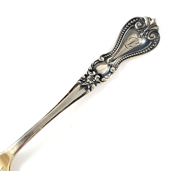 Antique Sterling Silver Floral L Monogram Spoon Ring - Made to Order by midnight jo