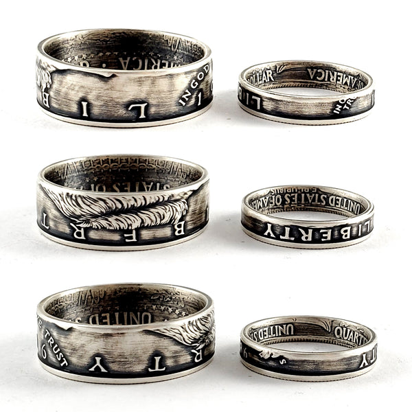 Silver 1996 Half Dollar & Quarter Ring Set - 25th Anniversary Rings by midnight jo