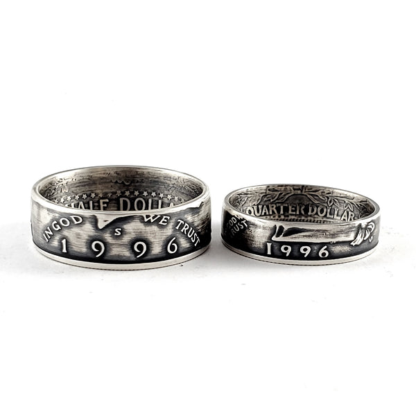 Matching 25th Anniversary Rings - Silver Half Dollar & Quarter Rings SILVER ANNIVERSARY 