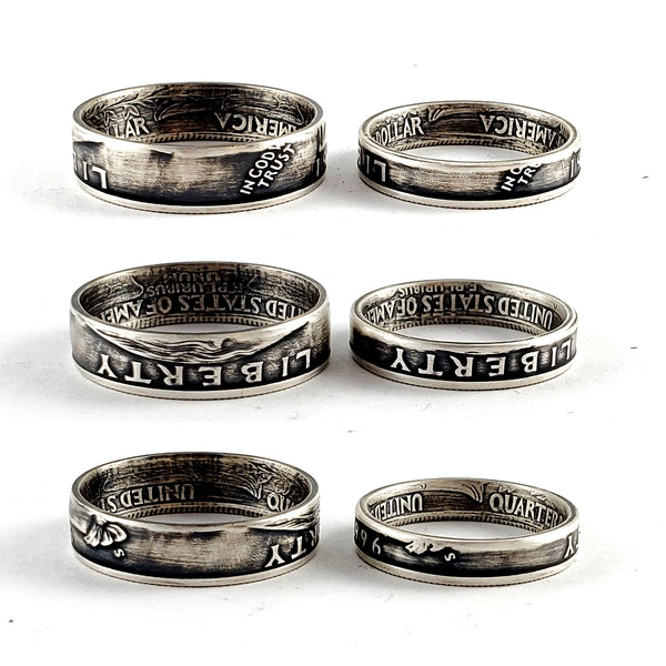 Silver 1996 Quarter Ring Set - 25th Anniversary His & Hers Ring Set