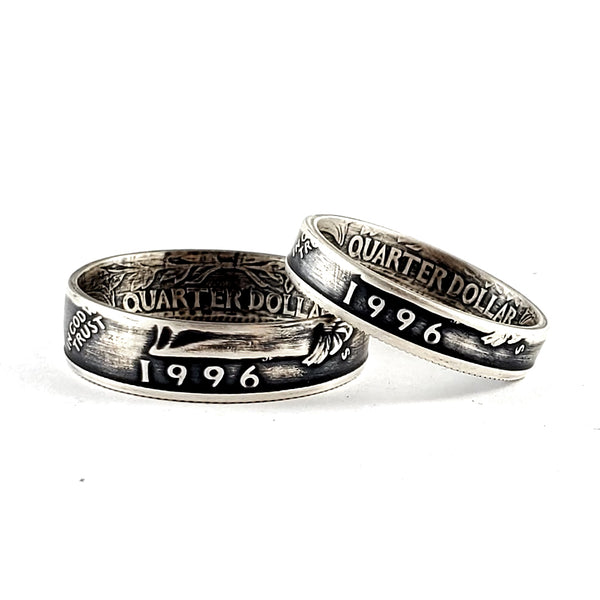 Silver 1996 Quarter Ring Set - 25th Anniversary His & Hers Ring Set