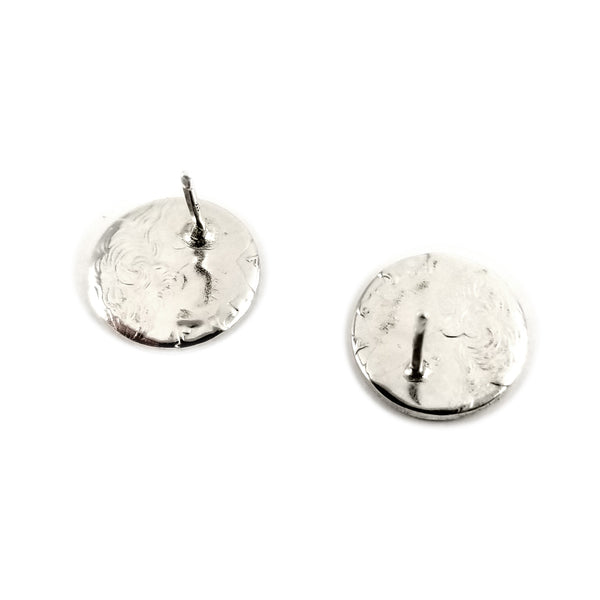 silver coin stud earrings by midnight jo