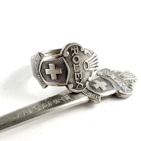 Rolex Swiss Cross Lausanne Stainless Steel Spoon Ring by Midnight Jo