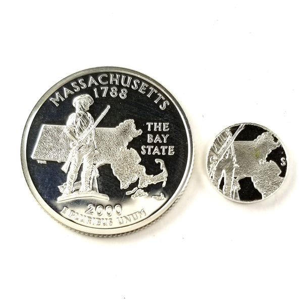 silver massachusetts proof quarter and punch out