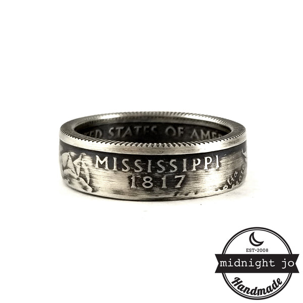 90% Silver Mississippi Quarter coin ring by midnight jo