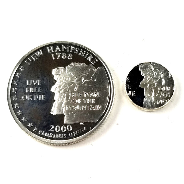 silver new hampshire proof quarter and punch out
